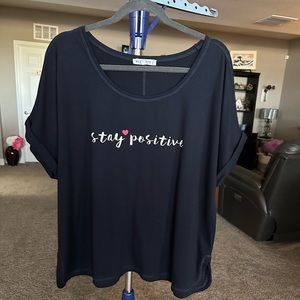 Workshop republic clothing Stay Positive black short sleeve T-Shirt size 1X